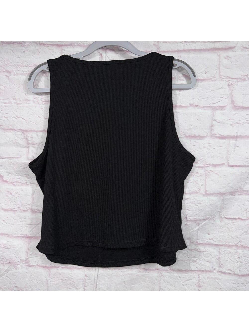 Black Sleeveless Tank Top with Metal Eyelet Detailing - Picture 5 of 5
